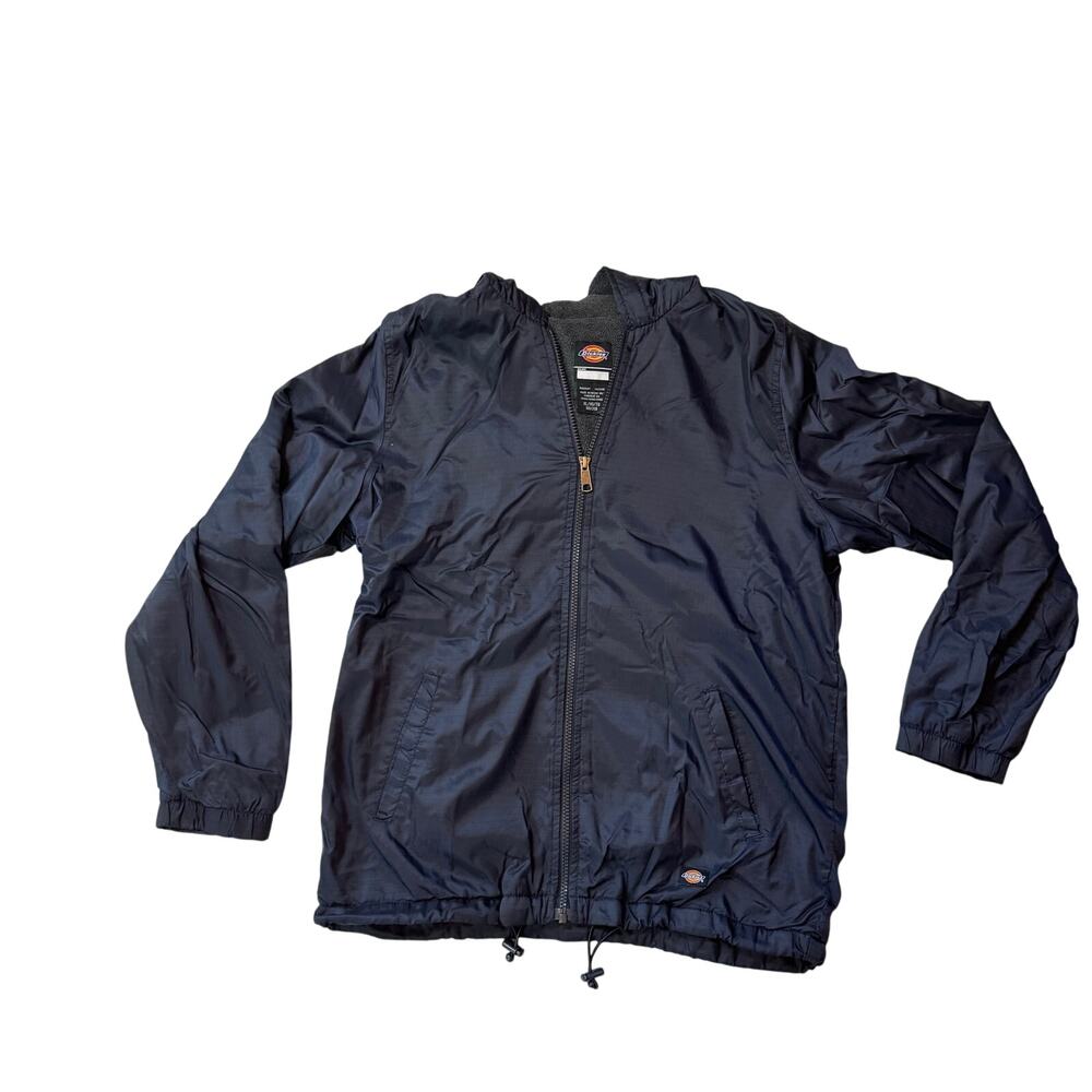 Dickies Kids Boys Fleece Lined Hooded Nylon Jacket Zip Up Navy Blue XL‎ 18/20